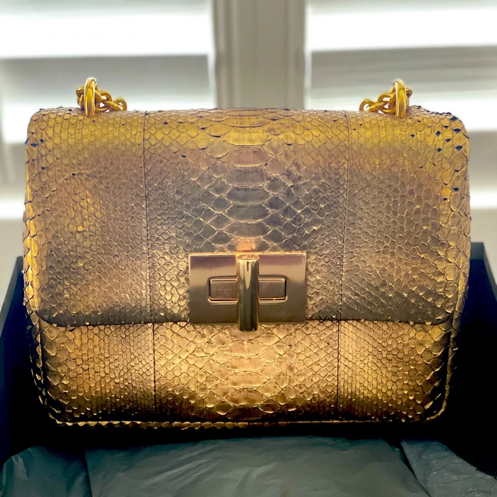 Tom Ford leather python - brass/ gold
